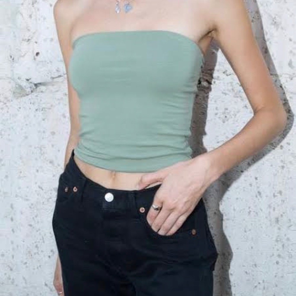 Brandy Melville green tube top. Cute fashionable piece for women.